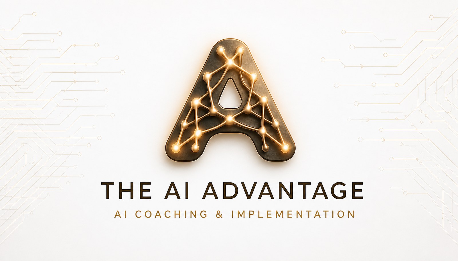 The Ai Advantage Co. logo — gilded gold A on a warm cream background with circuit lines.