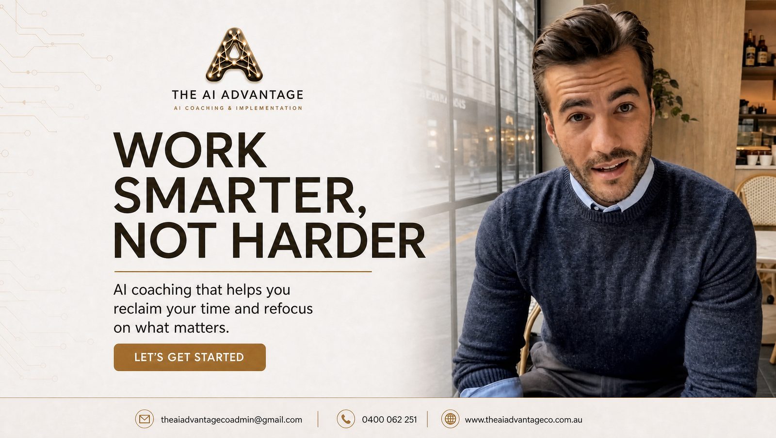 Static ad: Work smarter not harder, light premium style.